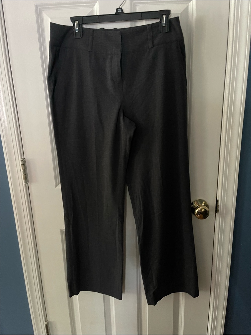 Larry Levine Black/Dark Gray Wide-Leg Dress Pants